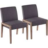 Carmen Dining Chair in White Washed Wood & Grey Fabric (Set of 2)